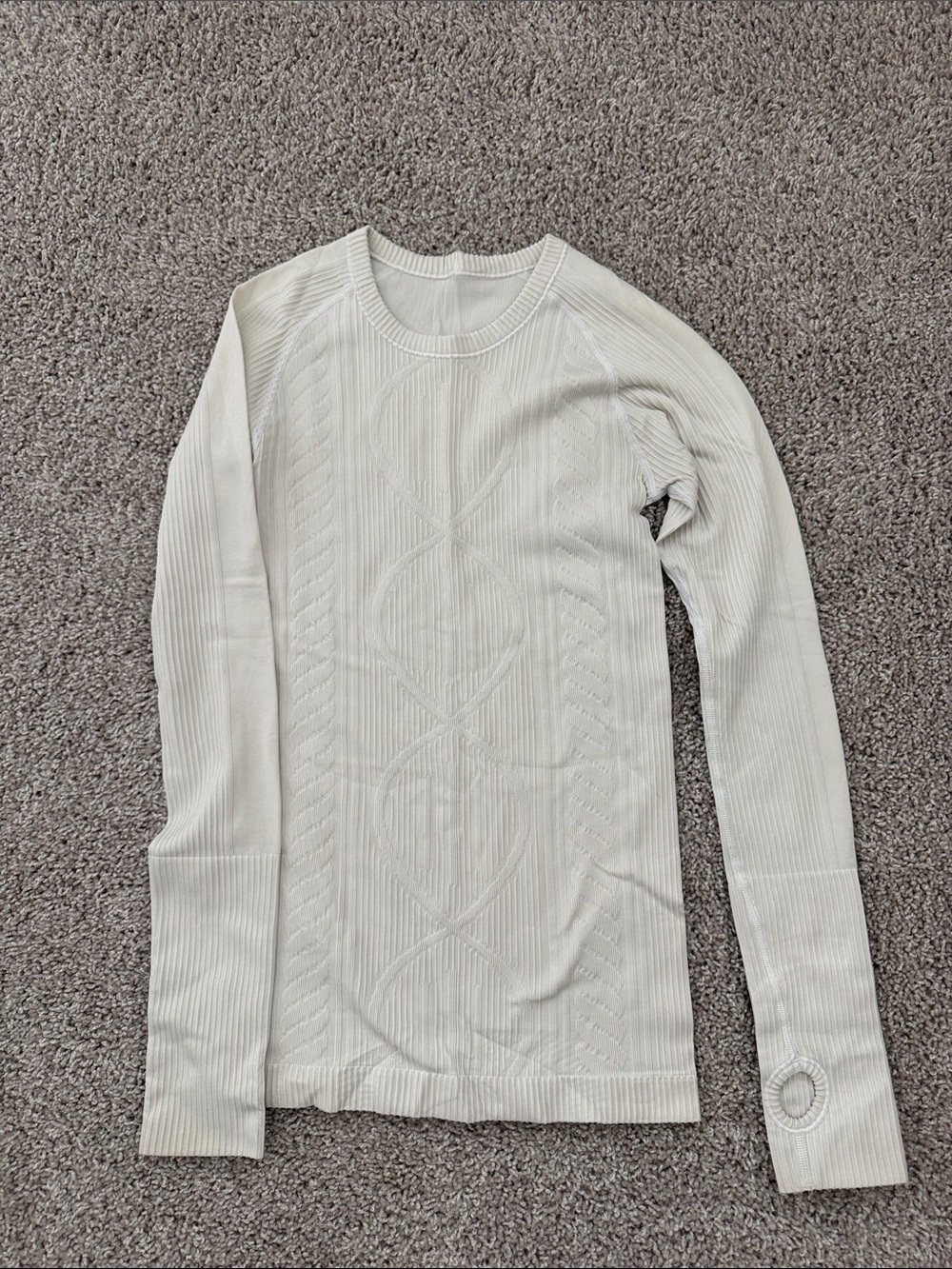 Lululemon Cream Cable Knit Long Sleeve Top